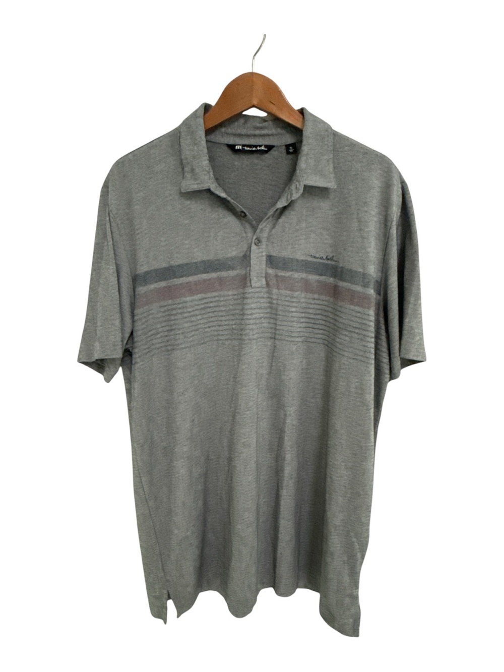 Travis Mathew Gray Striped Short-Sleeve Golf Polo Shirt
